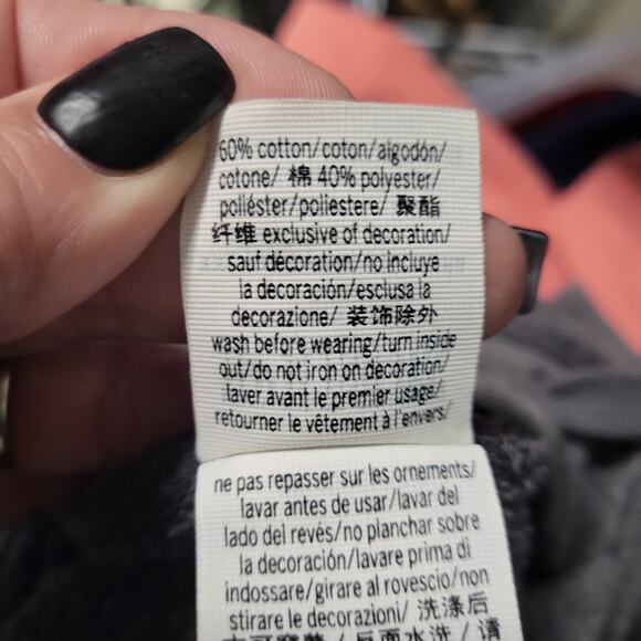 PINK Victoria's Secret Size XXL Campus Hoodie Sweatshirt Gray Acid Wash Hibiscus - Picture 9 of 9